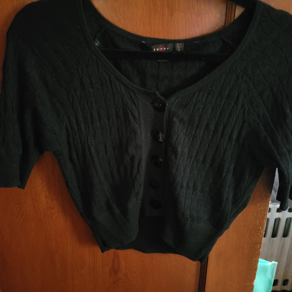 Black Knit Cropped Cardigan Jouniors